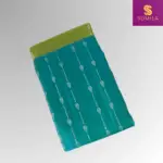 Teal and Lime Green Handloom Silk Saree with Peacock Pallu - Image 3