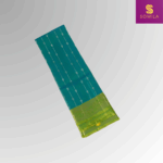 Teal and Lime Green Handloom Silk Saree with Peacock Pallu - Image 2