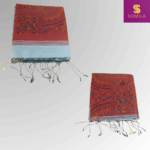 Red and Grey Powerloom Cotton Saree with Folk Art Print