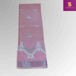 Pastel Pink Powerloom Cotton Saree with Silver Zari Stripes - Image 2