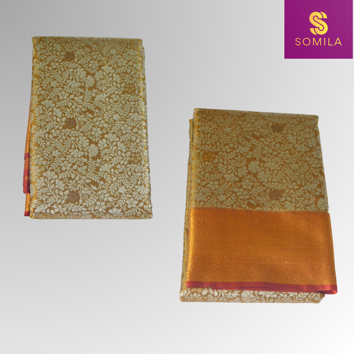 Mustard Gold Powerloom Silk Saree with Silver Brocade Pallu Mustard Gold Powerloom Silk Saree with Silver Brocade Pallu